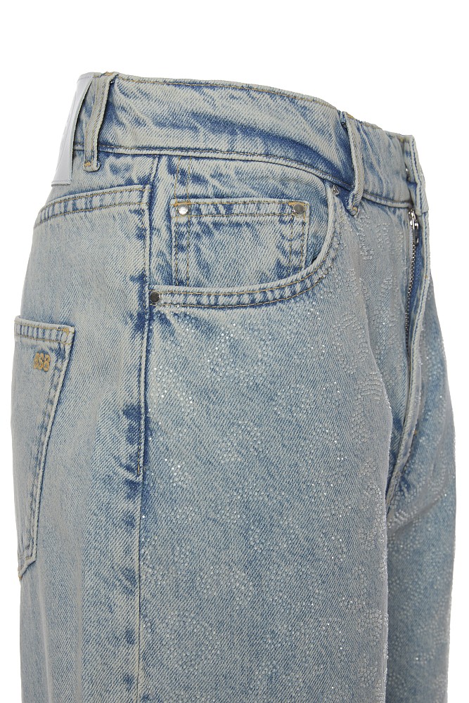 Pantalones vaqueros de pierna ancha con pedrería Tania
