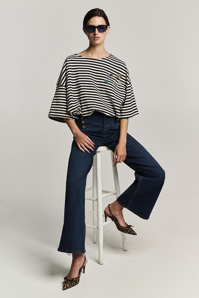 Kea wide leg jeans with buttons