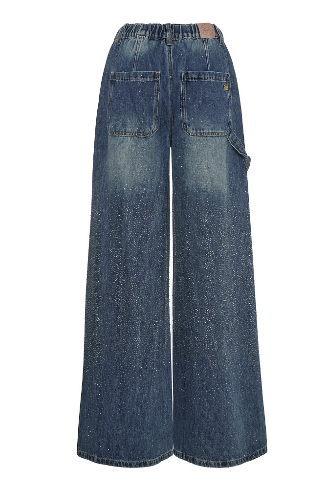 Blugi Lexa wide leg cu pietricele