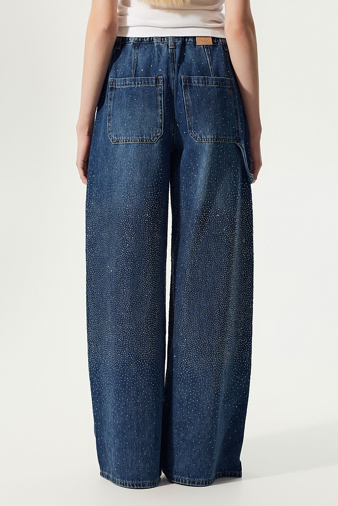 Blugi Lexa wide leg cu pietricele
