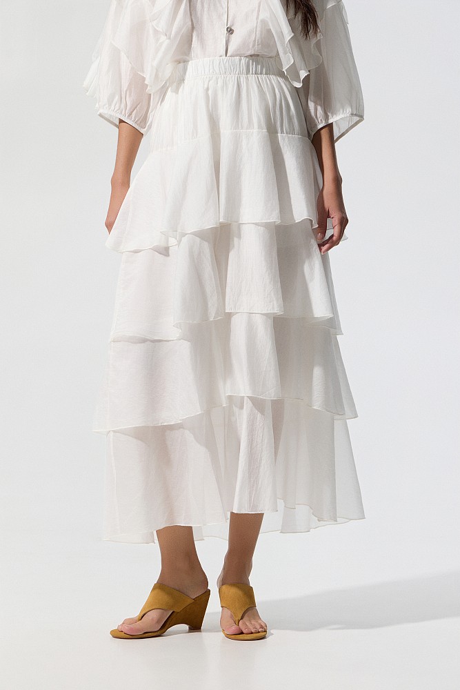 Midi skirt with ruffles