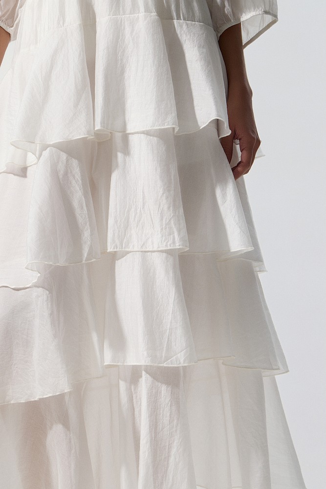 Midi skirt with ruffles