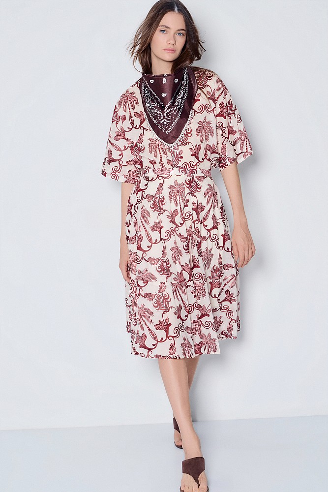Midi printed skirt with ruffles
