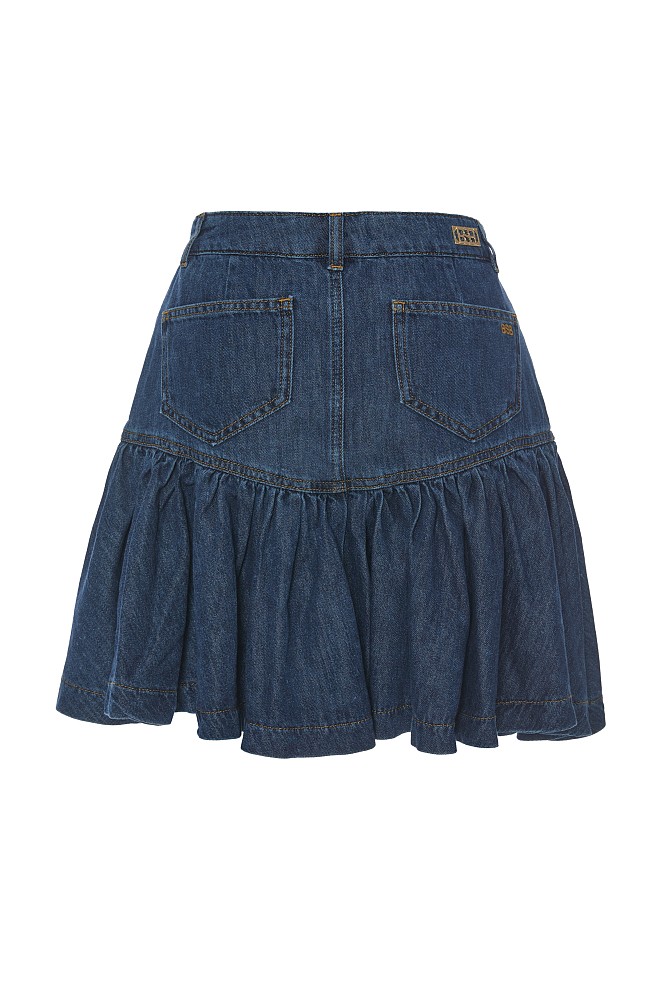 Fustă scurtă din denim cu pliuri