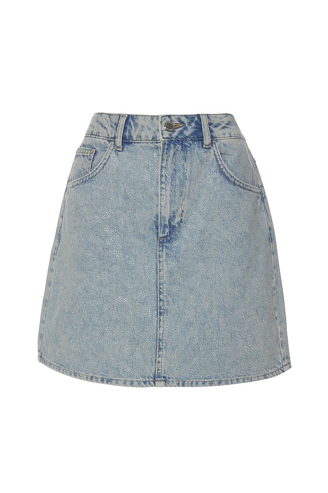 Fustă scurtă din denim cu pietricele