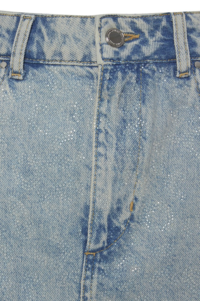 Fustă scurtă din denim cu pietricele