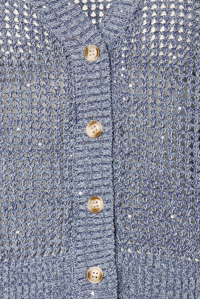 Knitted sequined V cardigan