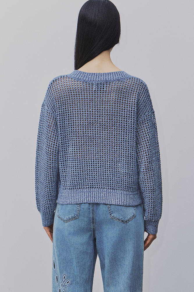 Knitted sequined V cardigan