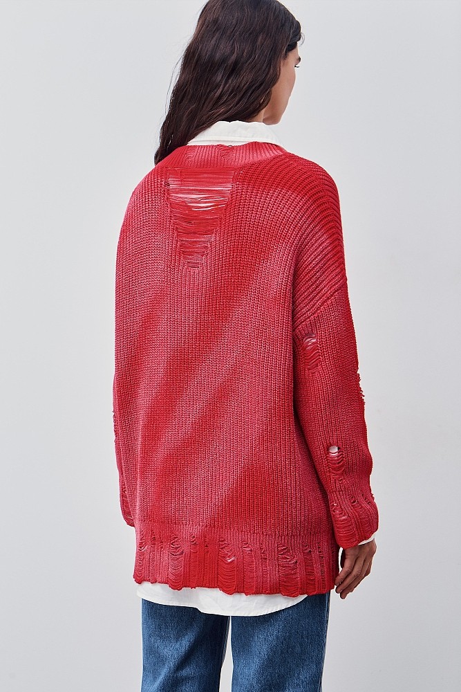 Knitted cardigan with rips