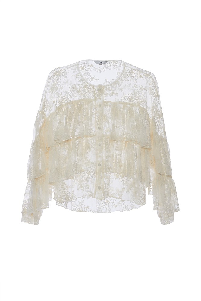 Lace shirt with ruffles