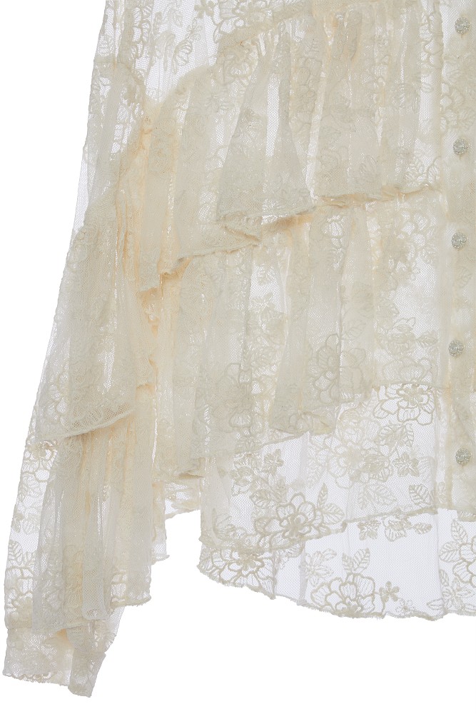 Lace shirt with ruffles