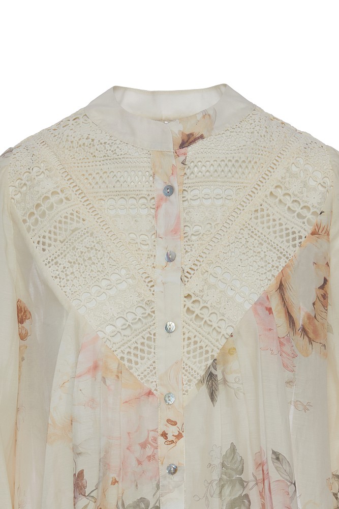 Floral shirt with cutwork details