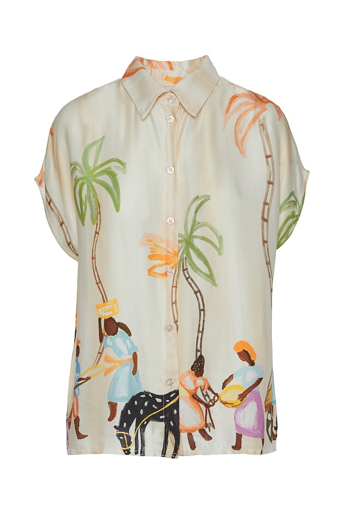 Short-sleeve shirt with prints
