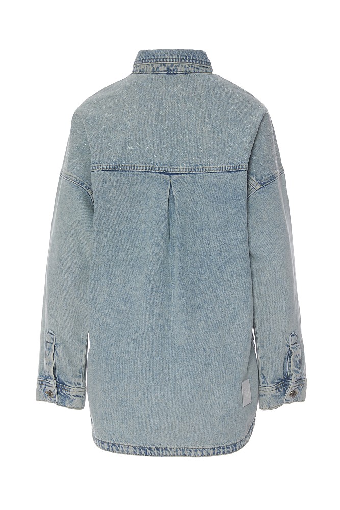 Cămașă oversized din denim cu pietricele