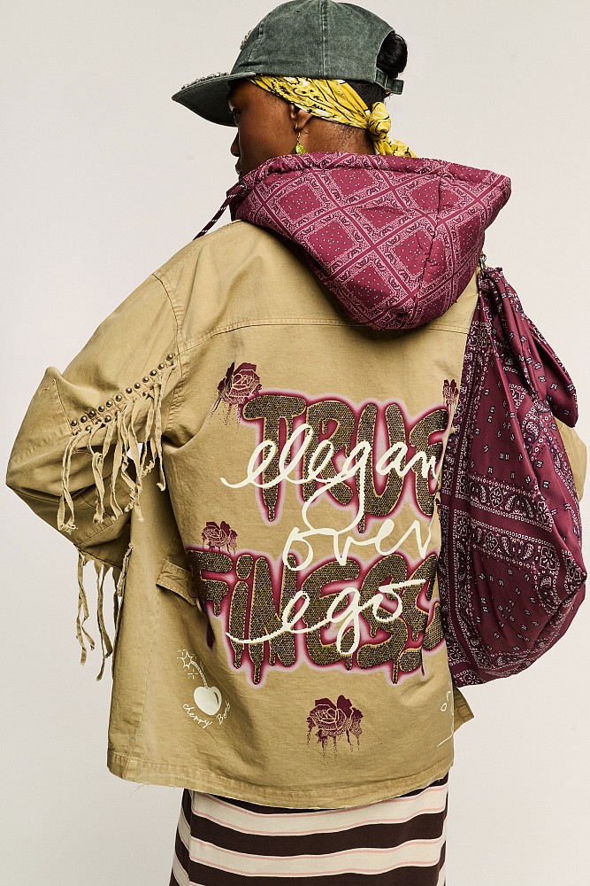 Jacket with print and studs