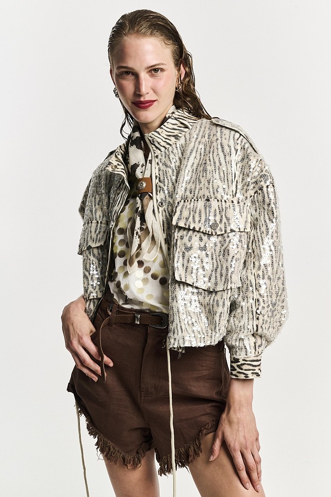 Chaqueta estampado animal lentejuelas