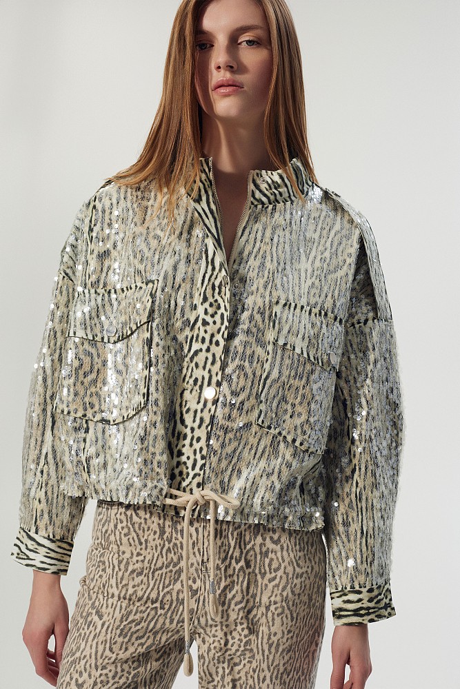 Chaqueta estampado animal lentejuelas