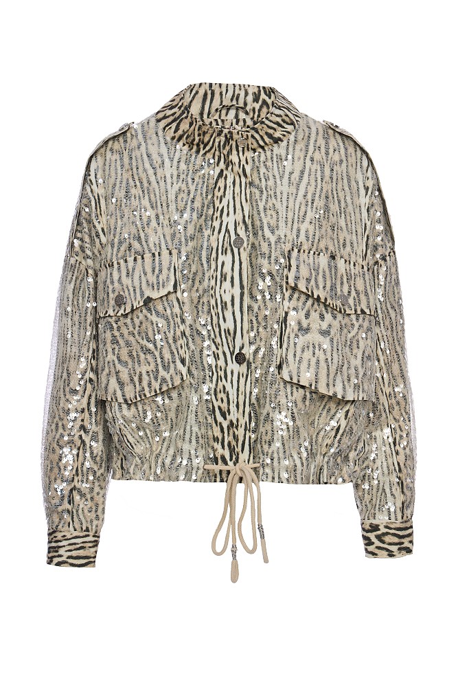 Chaqueta estampado animal lentejuelas