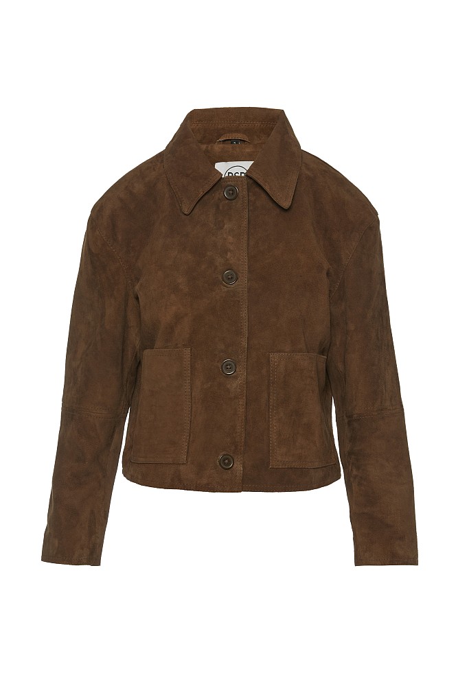 Suede bomber jacket with collar
