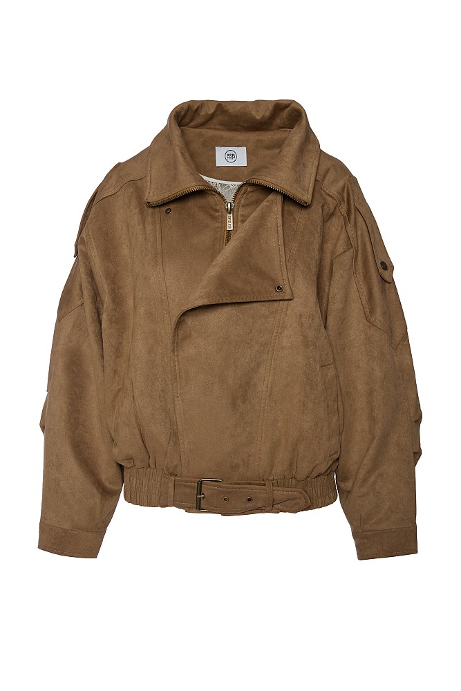 Suede leather bomber jacket