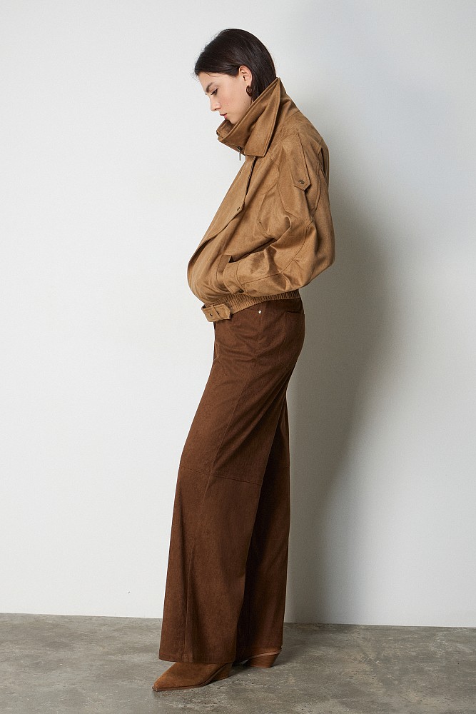 Suede leather bomber jacket
