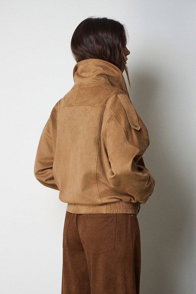 Suede leather bomber jacket
