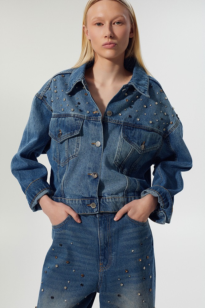 Denim τζάκετ με στρας