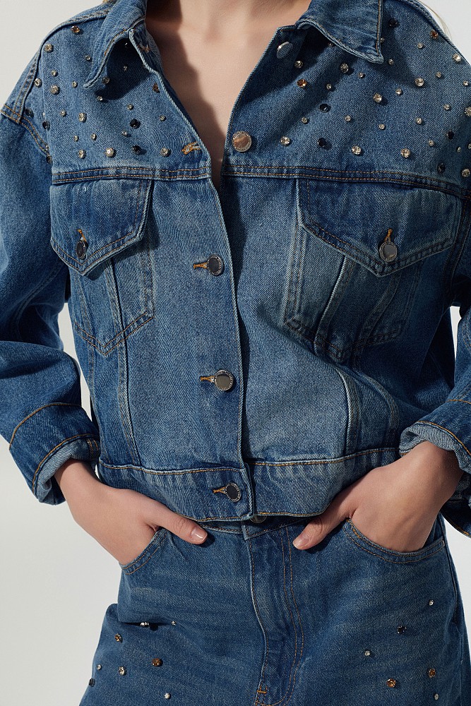 Denim τζάκετ με στρας