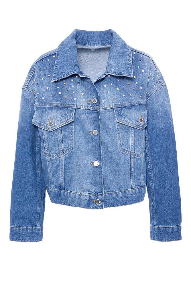 Denim τζάκετ με στρας