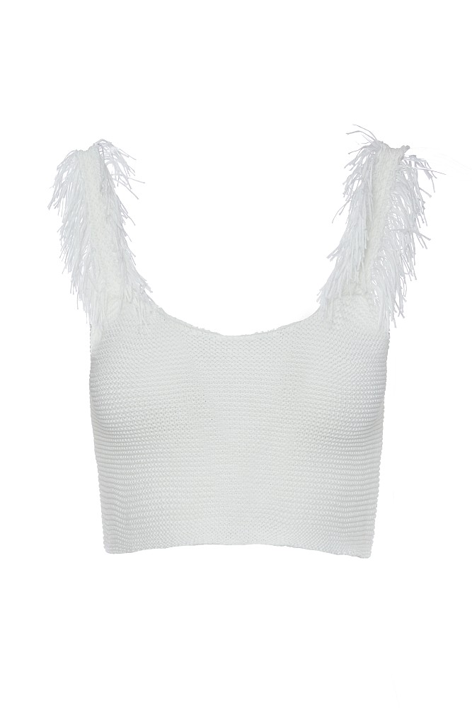 Sleeveless knitted crop top