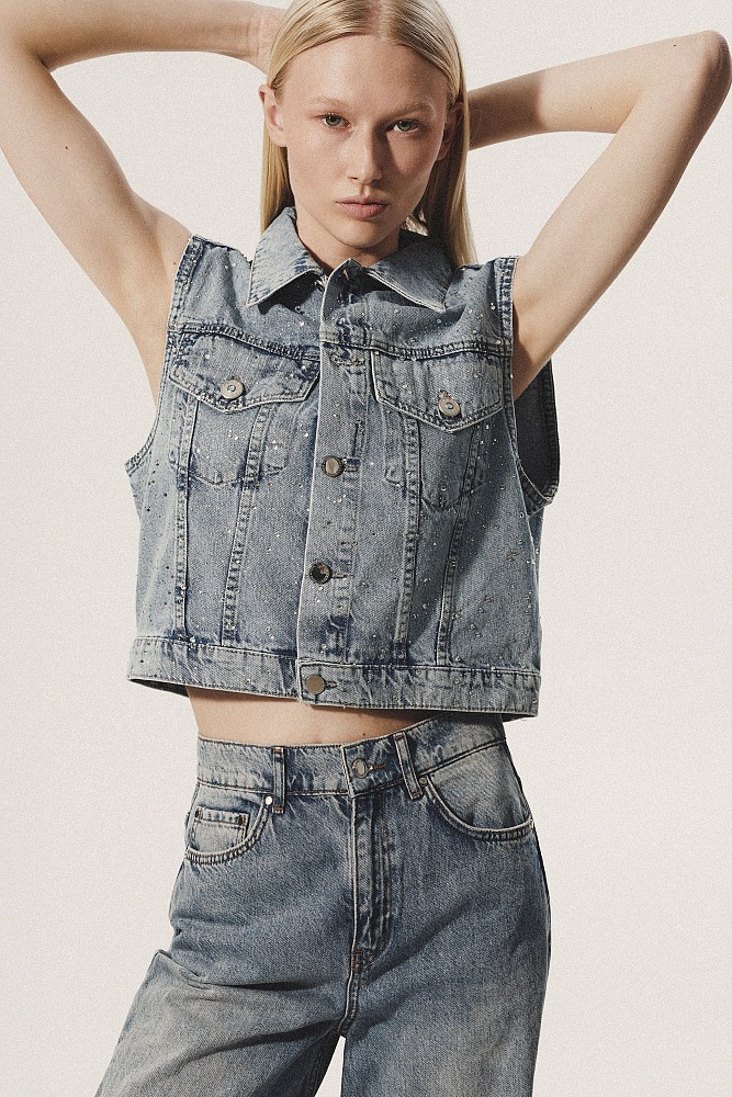 Denim γιλέκο με στρας