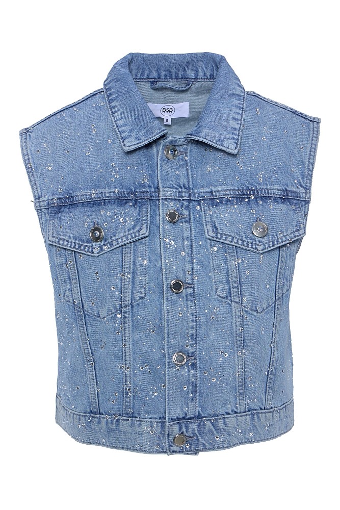 Denim γιλέκο με στρας