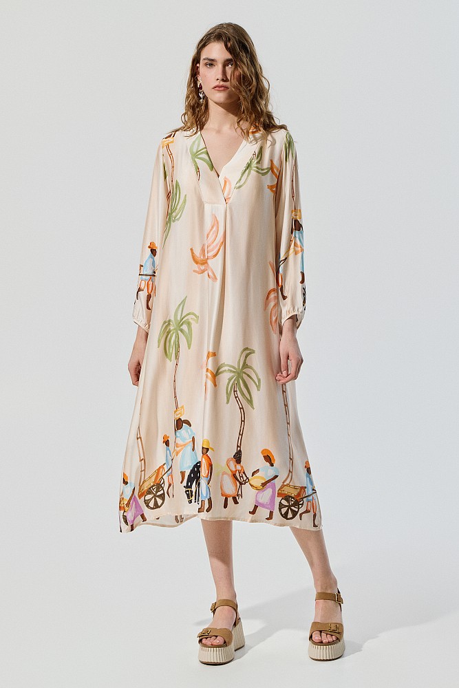 Caftán midi estampado