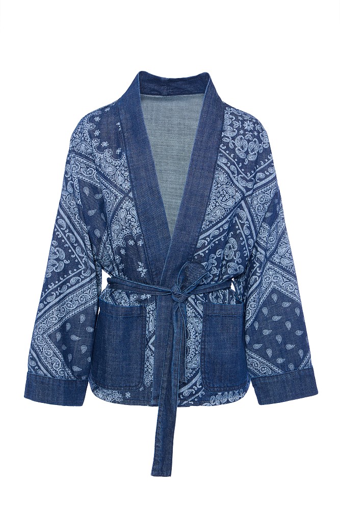 Denim κιμονό με τύπωμα
