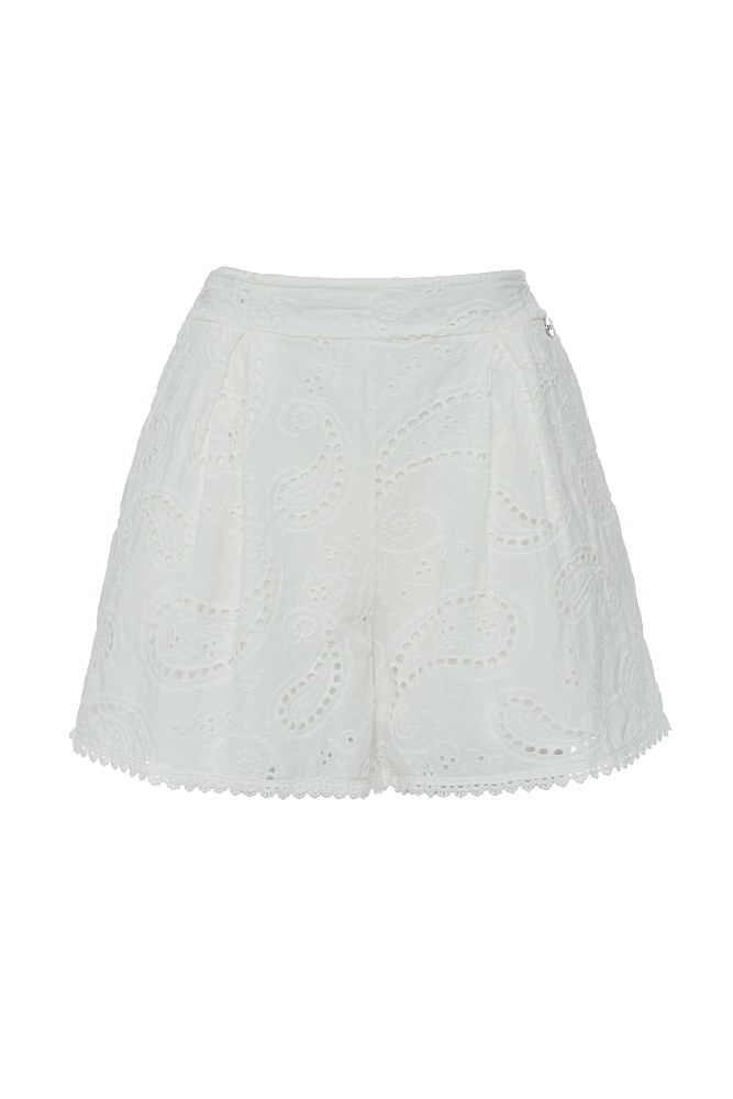Shorts de broderie de cintura alta