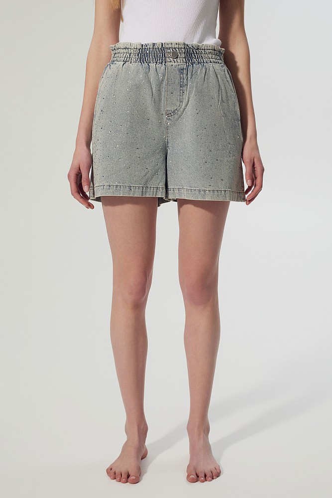 Denim shorts with rhinestones