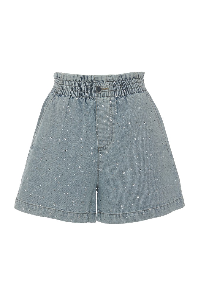 Denim shorts with rhinestones