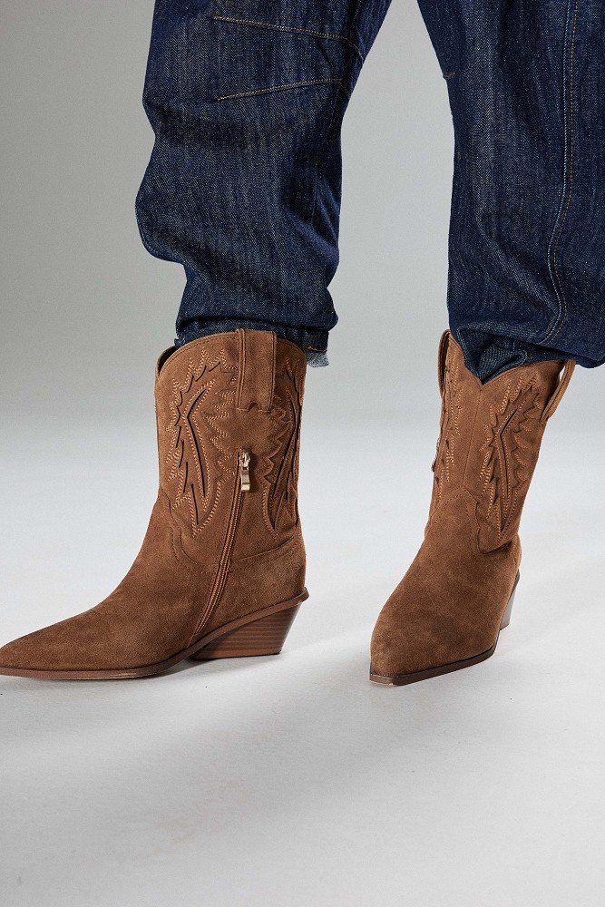 Suede cowboy-style boots