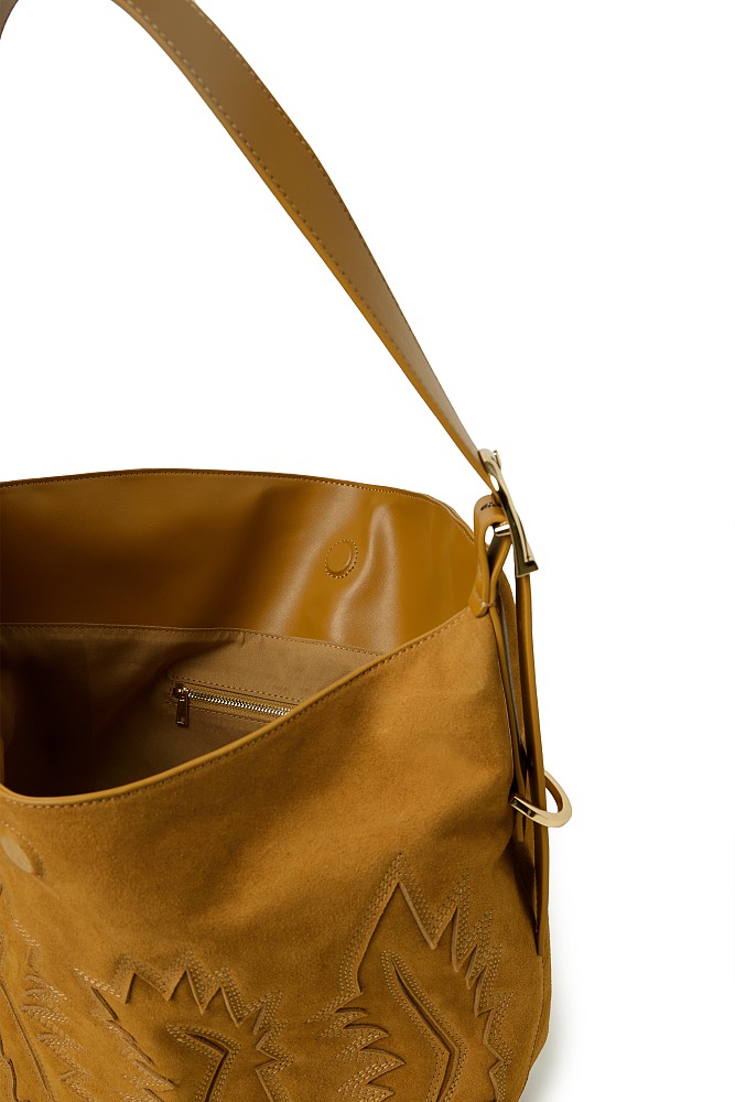 Embossed suede bag