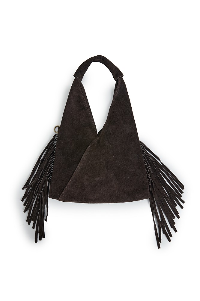 Suede bag with fringes