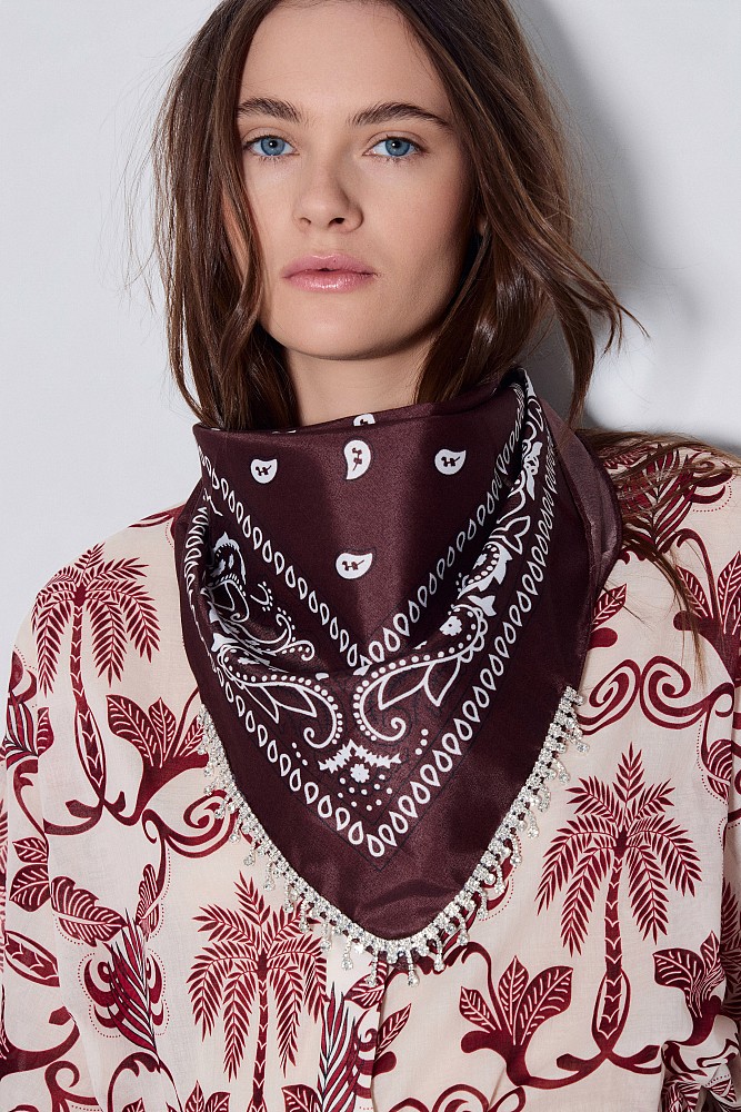 Embelished printed scarf