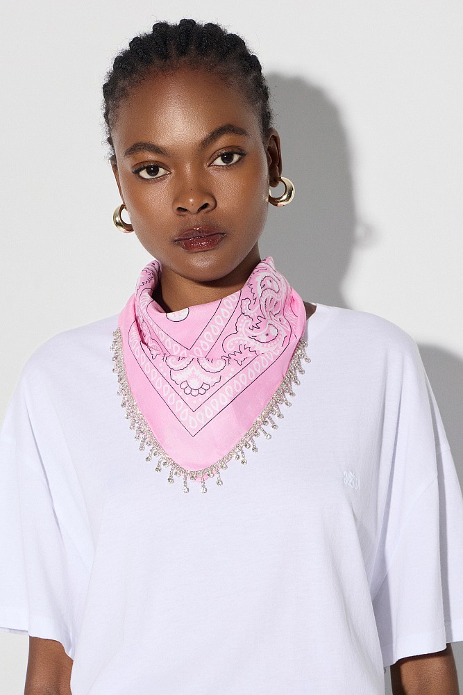 Embelished printed scarf