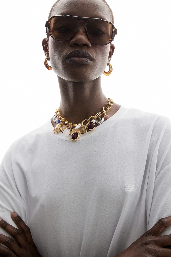 Chain necklace with hanging charms