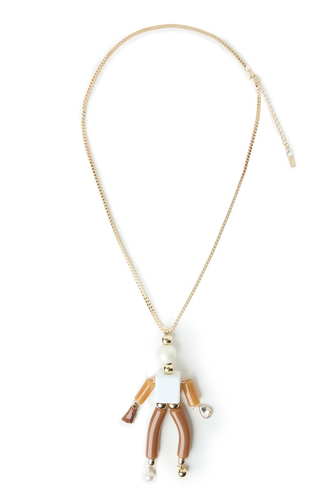 Long necklace with hanging beads