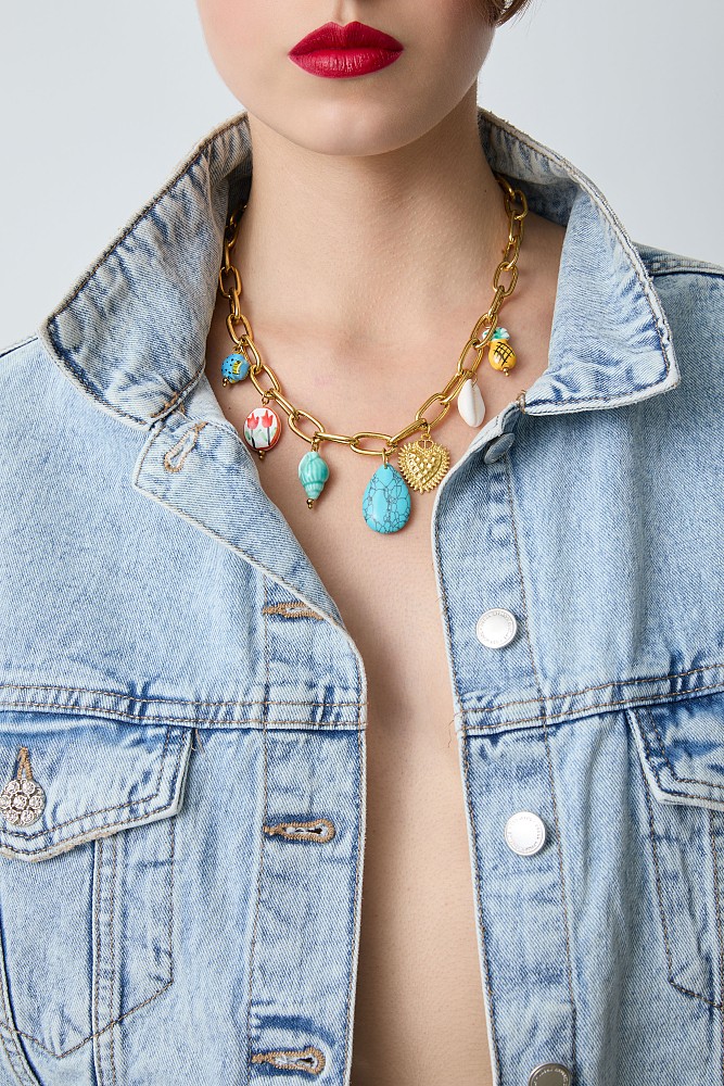 Necklace with hanging charms