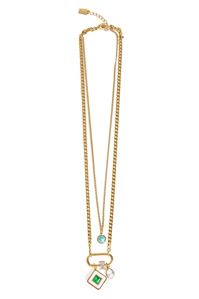 Hanging necklace with chain and charms