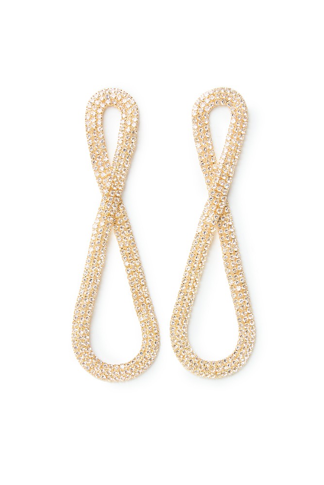Hanging earrings with rhinestones