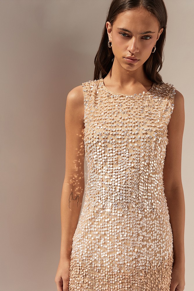 Mini sequined dress - Gold label