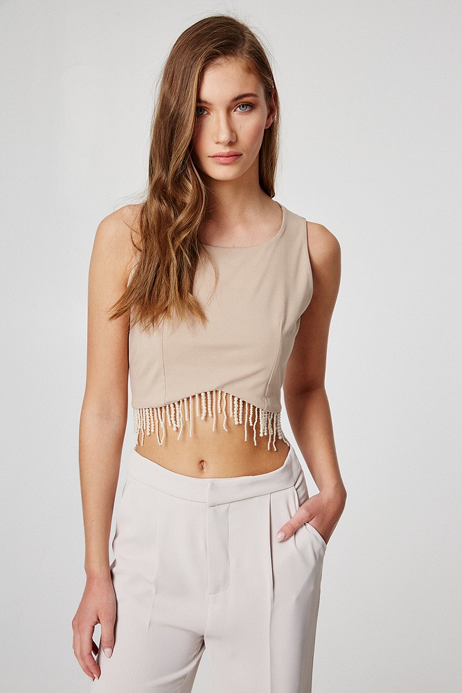 Crop top with pearls