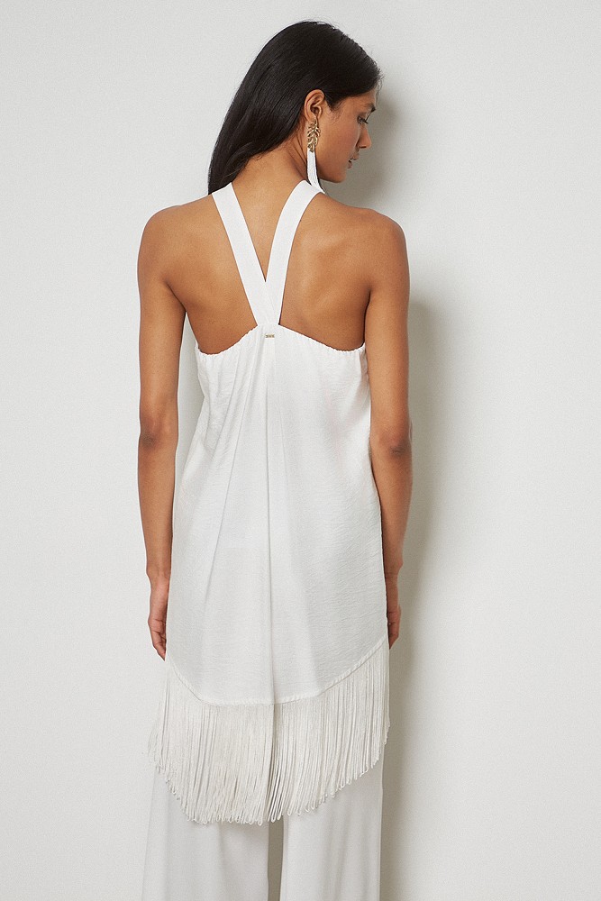 Longline top with fringes